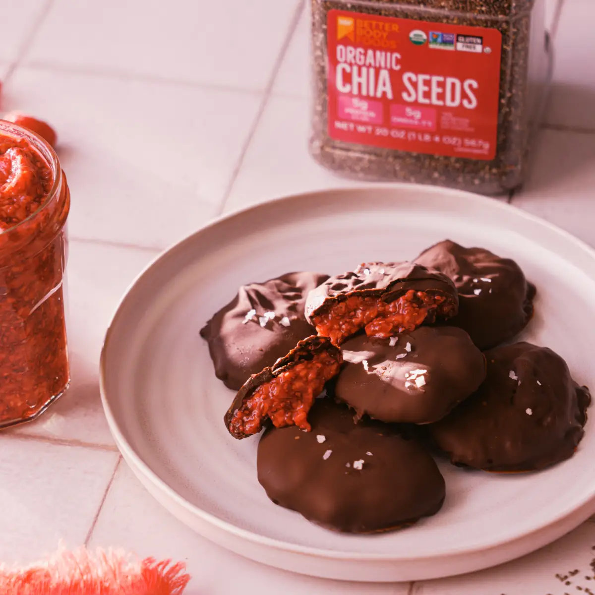 Frozen Raspberry Chia Jam Bites