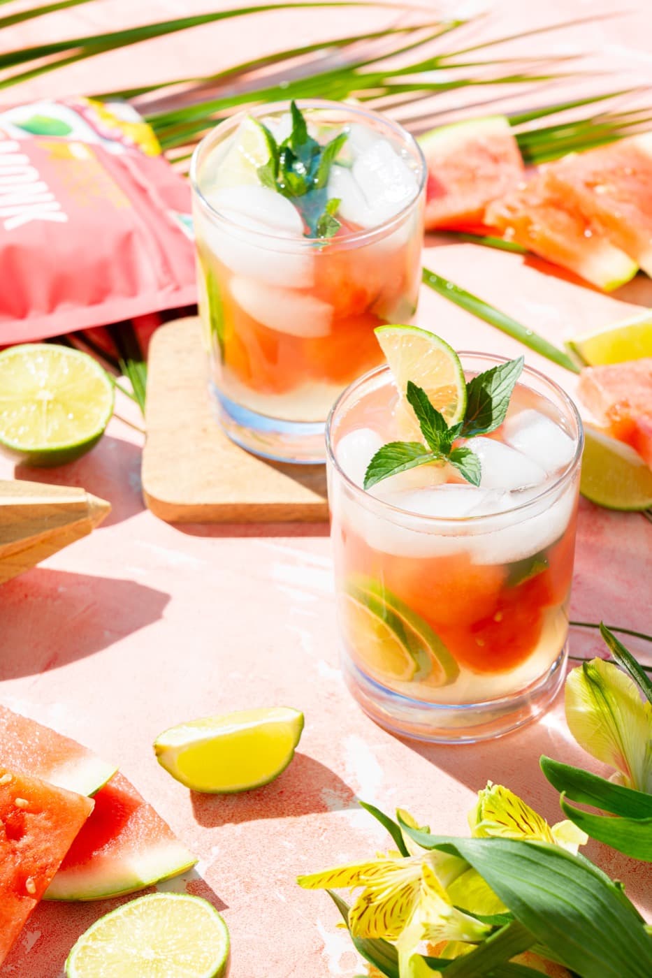 A bright drink with citrus and mint.