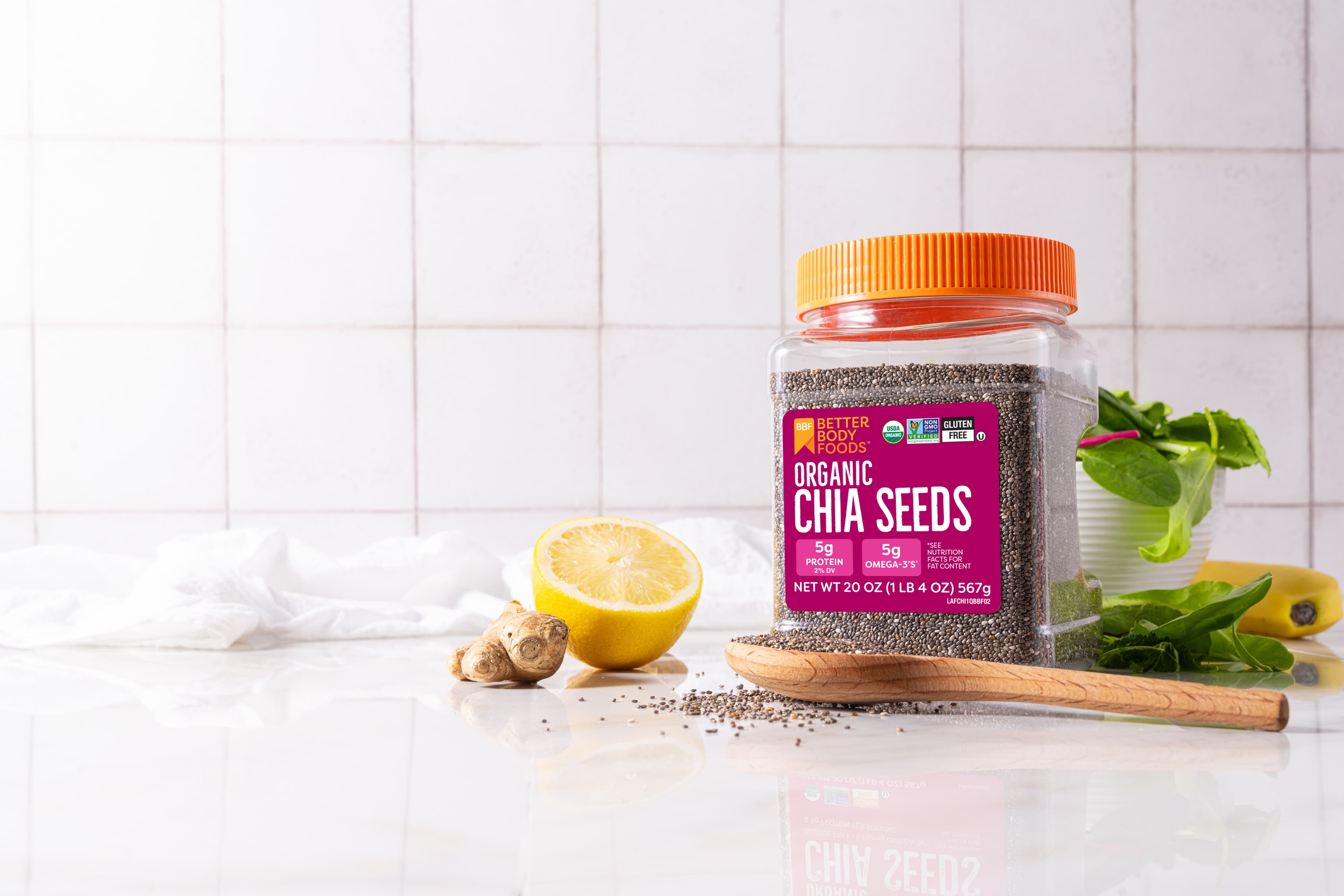BetterBody Foods chia seed packets.