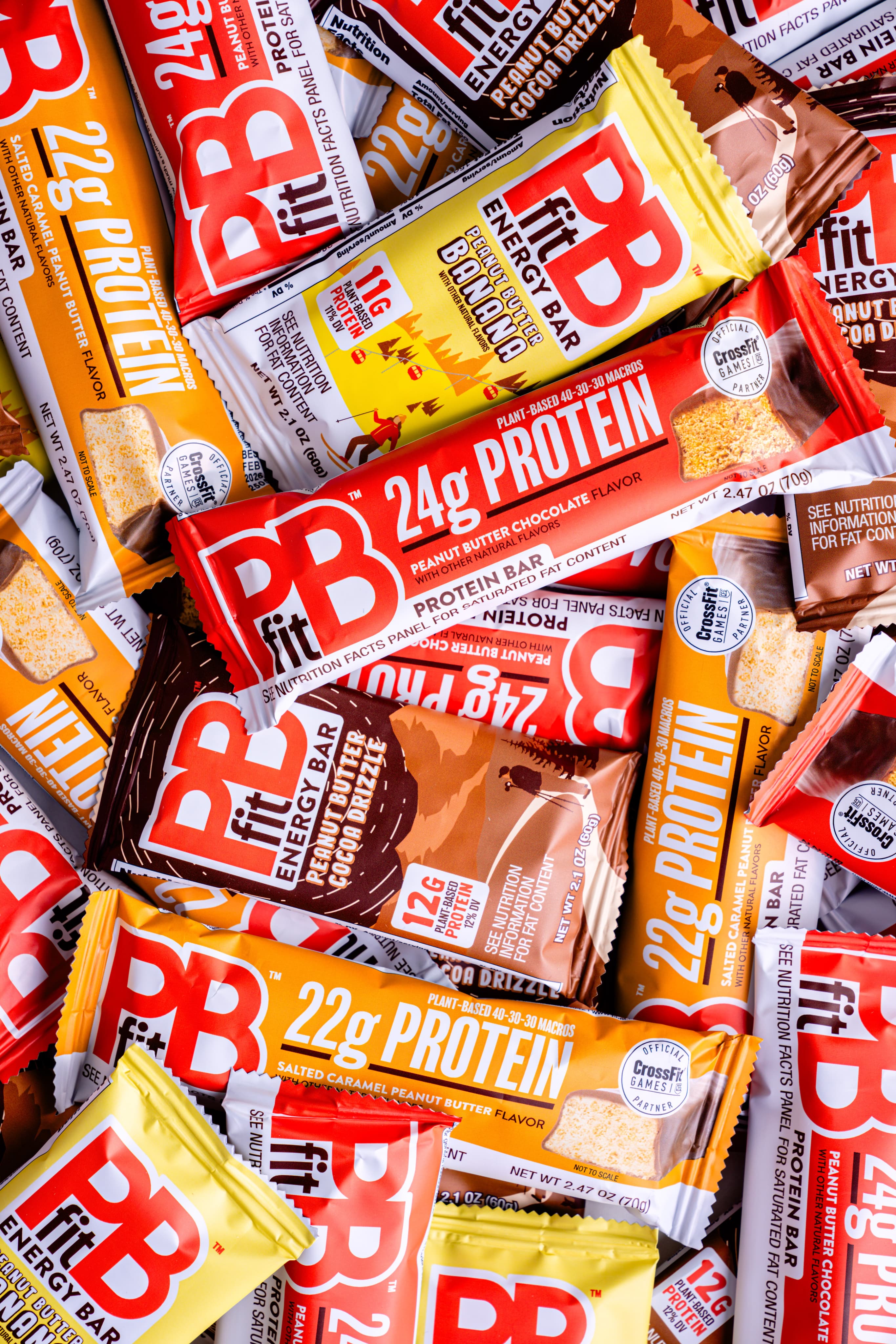 A pile of PBfit protein bars.